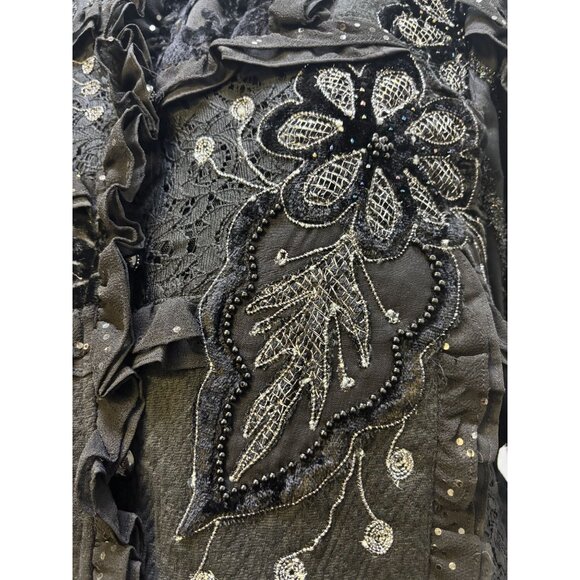 Sandy Starkman Embellished Black Jacket Button-Front L - Picture 5 of 8